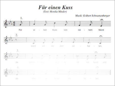 Musiknoten für einen Kuss
